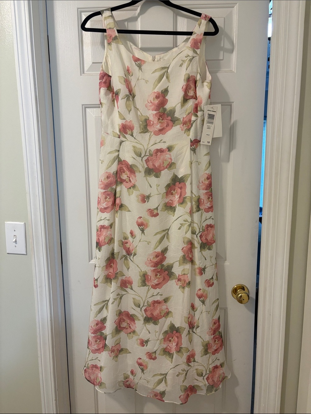 Jessica Howard Ivory Midi Dress with Pink Rose Print - Picture 3 of 4